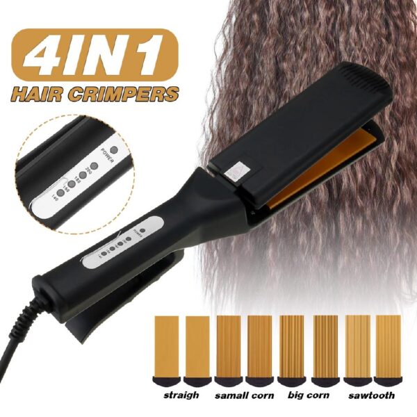 New Professional hair straightener iron ceramic coating plate ionic curling iron flat iron styling tool 4in1 - Image 3