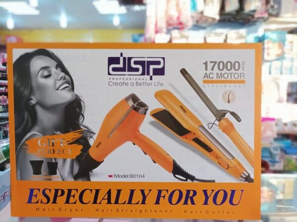 DSP 80104, Hair Care Gift Set 3in1 hair iron, hair dryer,hair curler - Image 4