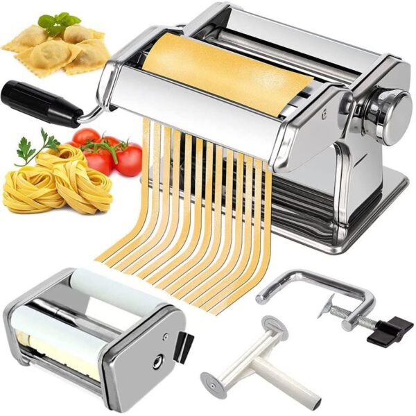 3 in 1 Noodles & Pasta Maker Manual Handhold Stainless Steel- Silver Colour - Image 3