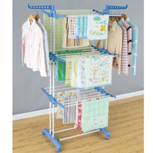 Three Layer Laundry Clothes Drying Rack With Hanger – Fold able Stainless Steel
