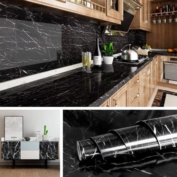 60x300cm Marble Pattern Waterproof Self-adhesive Kitchen Wallpaper Wall Sticker