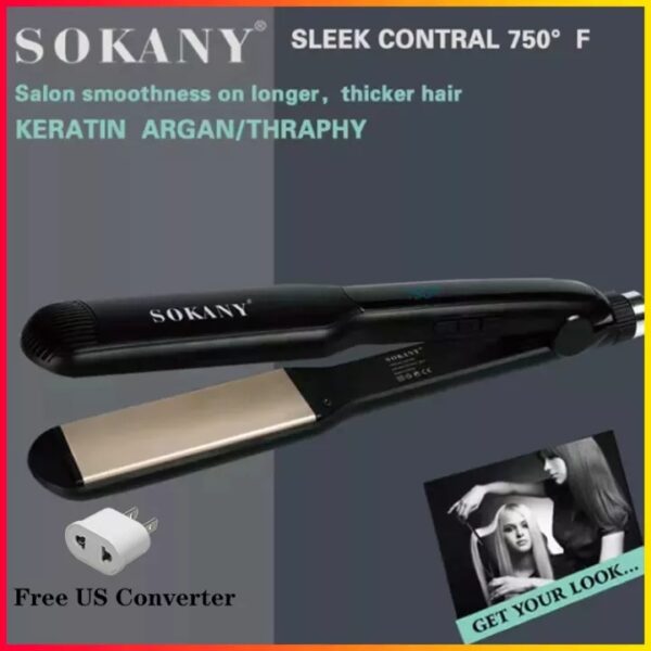 SOKANY HS-059 Professional Hair Straightener Temperature Settings Hair Straightener  (Black) - Image 2
