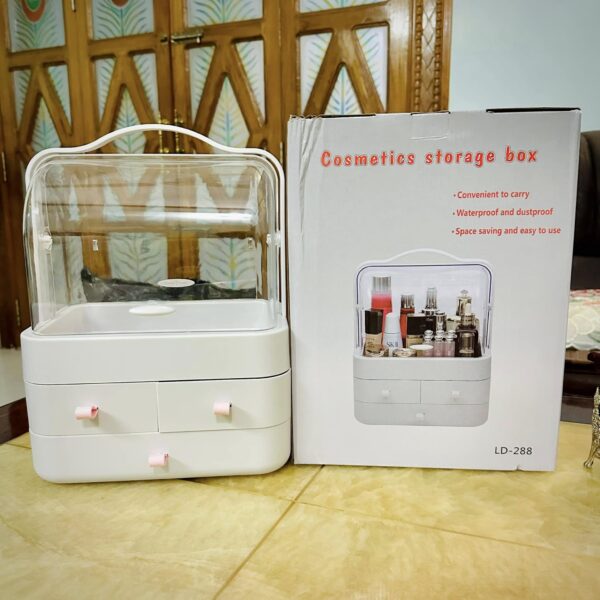 Cosmetic Organizer Make Up Dustproof Beauty Storage Box with Lid and Carry Handle / LD-288 - Image 3
