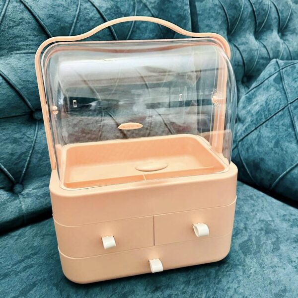 Cosmetic Organizer Make Up Dustproof Beauty Storage Box with Lid and Carry Handle / LD-288 - Image 5