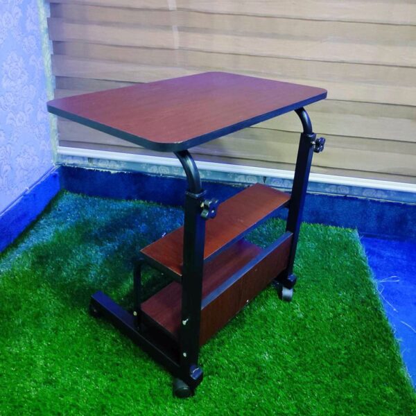 Moveable & Height Adjustable Laptop Table with 2 Shelves / Study Table / Side Table - Image 3