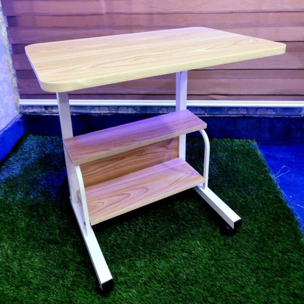 Moveable & Height Adjustable Laptop Table with 2 Shelves / Study Table / Side Table - Image 5