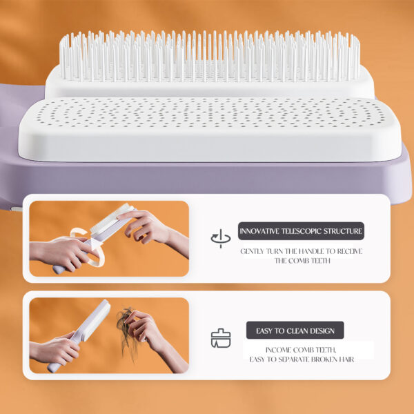 Self Cleaning Fashion Hair Comb Self Cleaning Hair Brush - Image 3