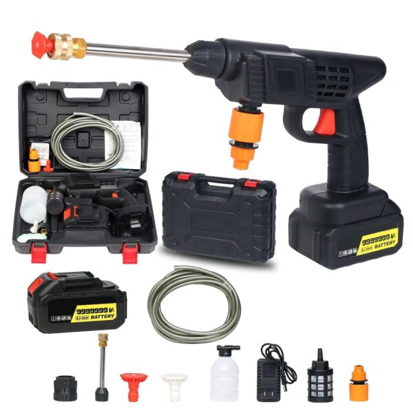 Portable Cordless High Pressure Spray Water Gun, Cordless Car Washing Spray Gun High Pressure Car Washing Jet Spray
