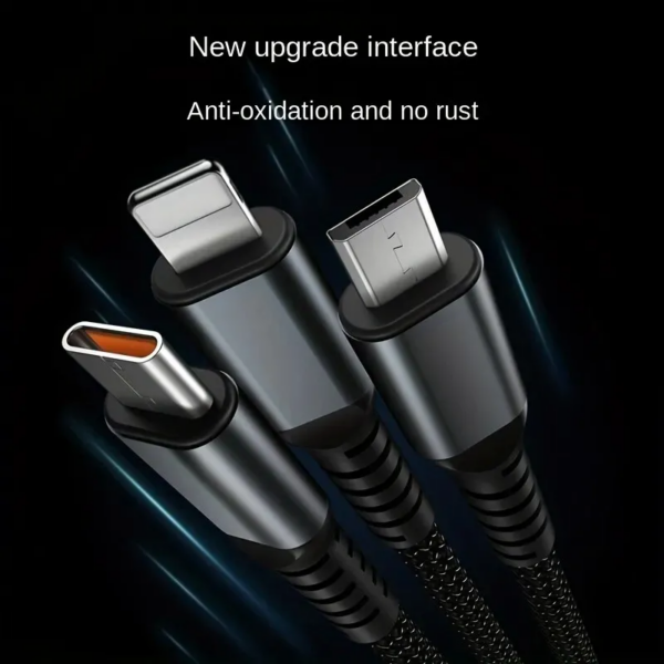 100W 3-in-1 Fast Charging Cable Intelligent Support For Ultra-Fast Charging USB, Visual Power Charging Via Multiple Interfaces - Image 2
